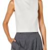 Theory Sleeveless Cropped Tank Ivory Women's Top-0