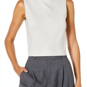 Theory Sleeveless Cropped Tank Ivory Women's Top-0