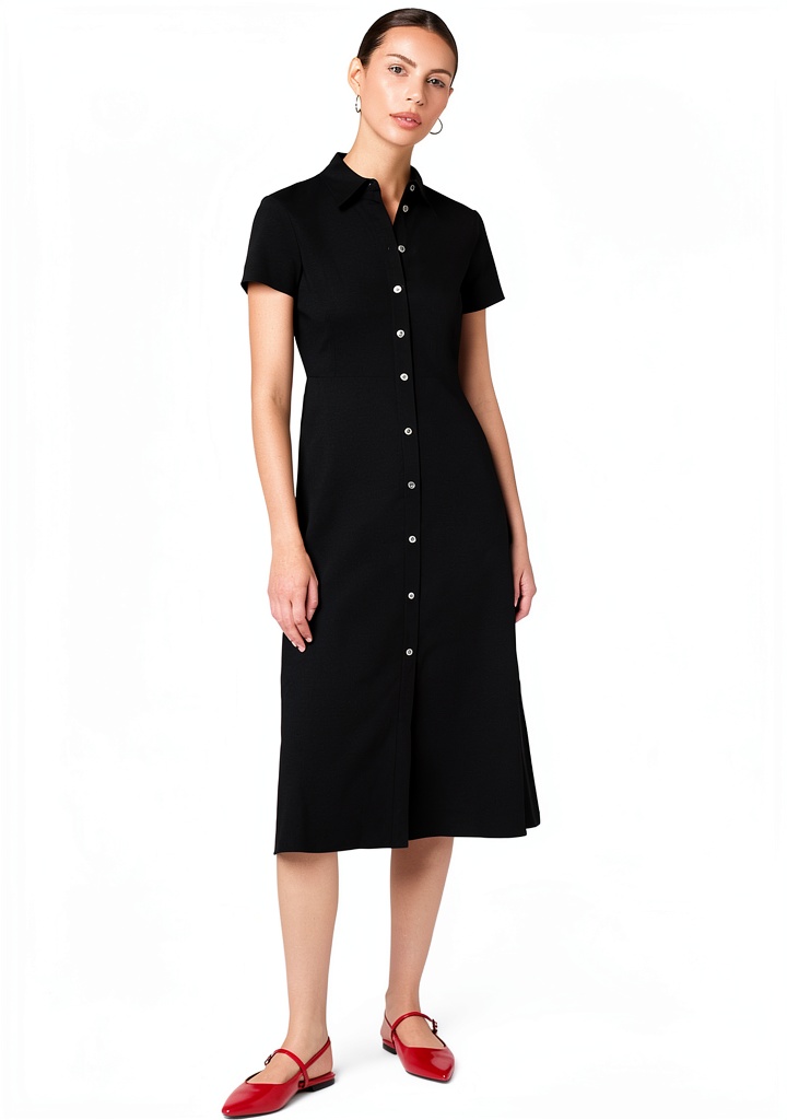 Theory midi shirt dress styled for office and casual settings