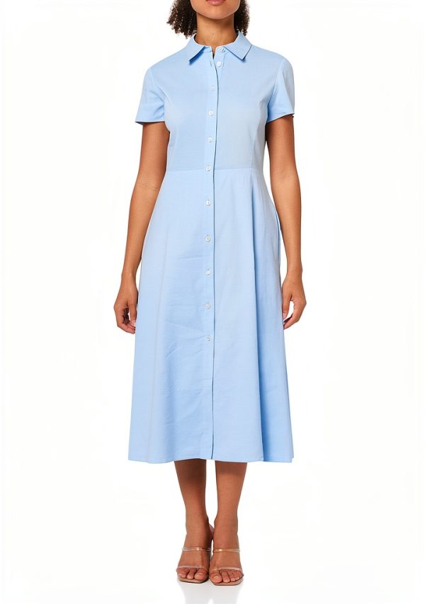 Theory Midi Buttondown Dress Skylight Women-0